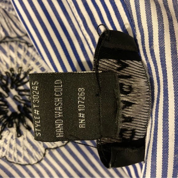 Gracia blue white embroidered ruffle asymmetric top size medium - Picture 9 of 11